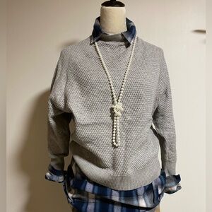 Prologue Light Gray Waffle-Knit Women's Sweater